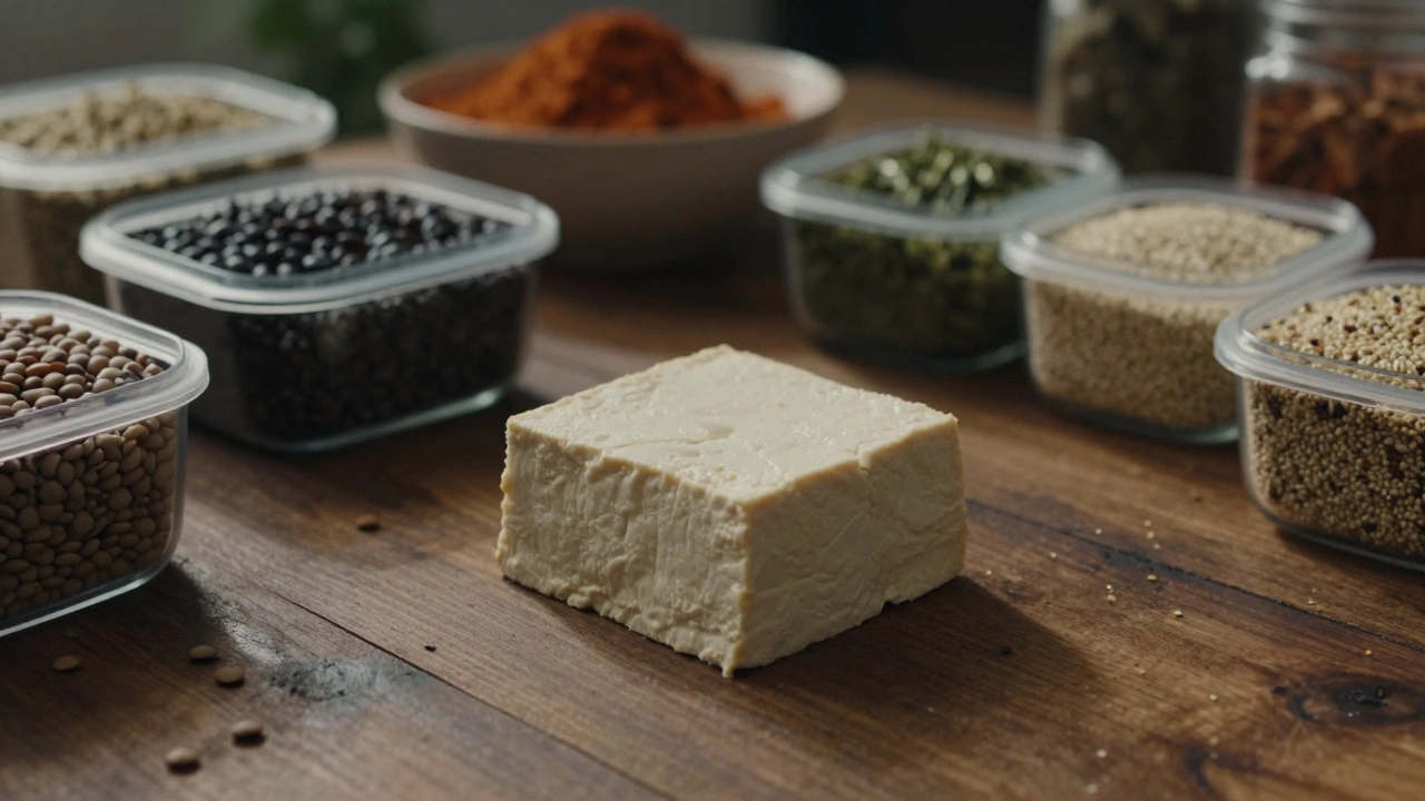 Plain tofu and lentils on a table symbolizing dietary boredom
